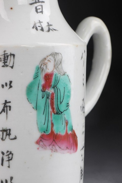 古玩陶瓷【5007】清晚期??粉彩無(wú)雙譜人物執(zhí)壺拍賣(mài)，當(dāng)前價(jià)格3500元