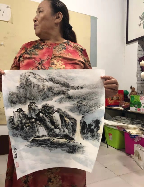 古玩字畫夢格畫院院長夢格老師焦墨山水源遠流長拍賣,當前價格298元