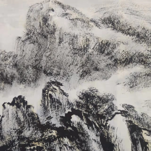 古玩字畫夢格畫院院長夢格老師焦墨山水源遠流長拍賣,當前價格298元