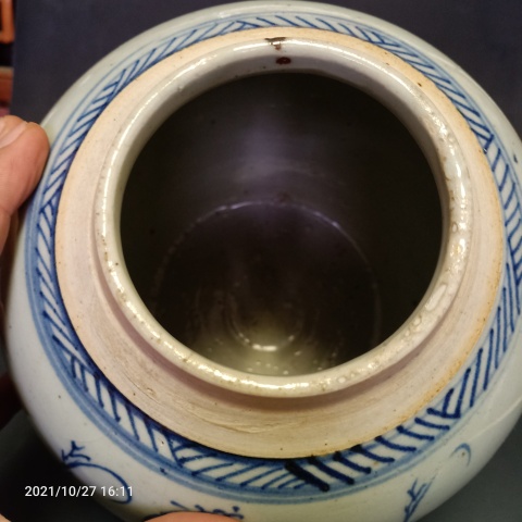 古玩陶瓷清中期青花山水紋罐拍賣,當前價格666元