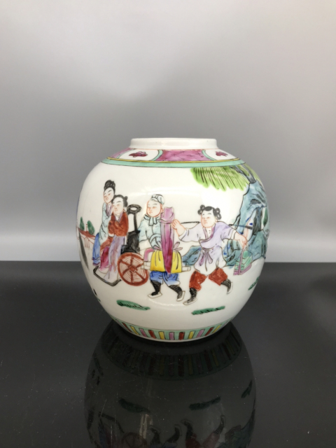 古玩陶瓷清末民初粉彩人物紋罐拍賣,當前價格2800元
