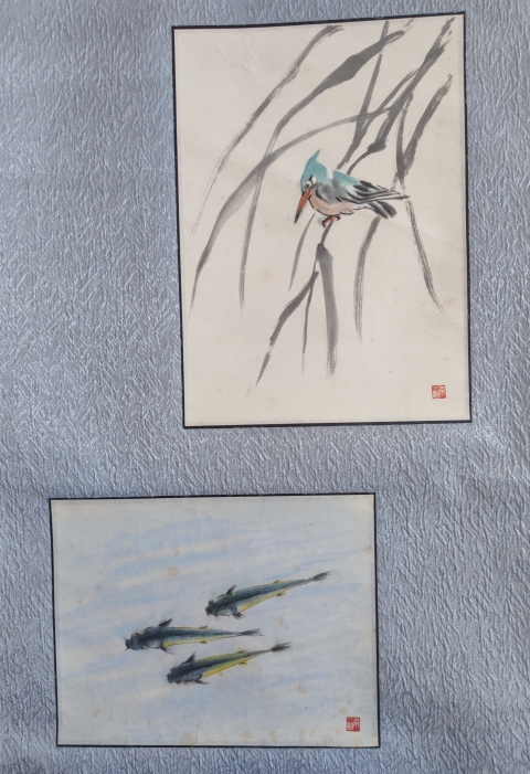 古玩字畫(huà)創(chuàng)匯時(shí)期原裝舊裱鳥(niǎo)魚(yú)雙挖立軸拍賣(mài),當(dāng)前價(jià)格199元