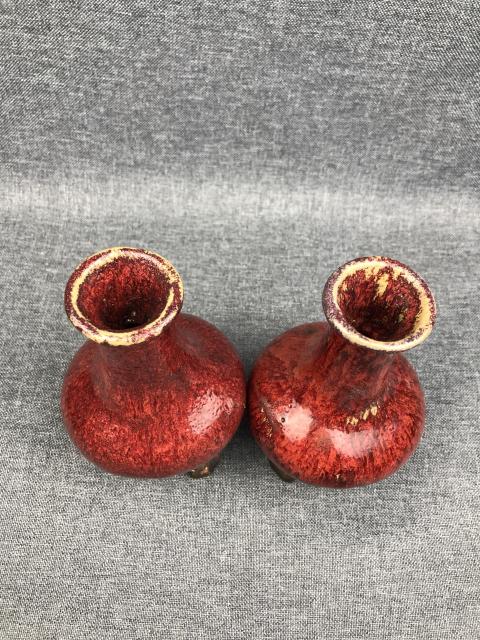 古玩陶瓷晚清窯變紅釉連座瓶拍賣,當前價格2000元