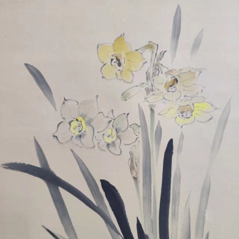 古玩字畫(huà)民國(guó)時(shí)期帶原裝木盒水仙立軸拍賣(mài),當(dāng)前價(jià)格398元