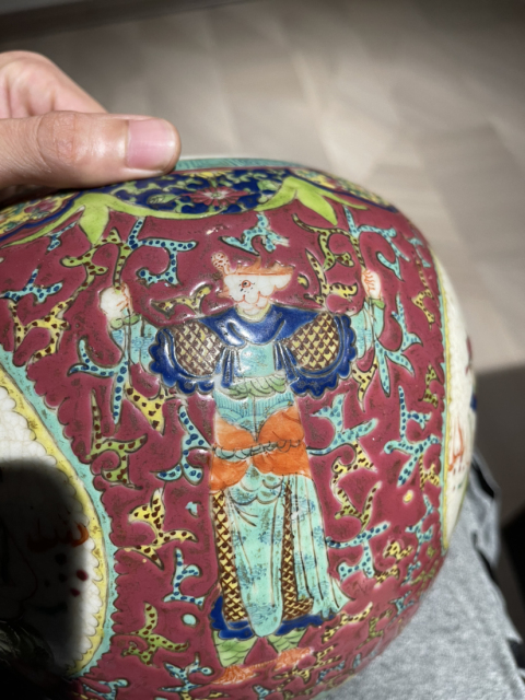 古玩陶瓷哥釉粉彩人物紋西瓜罐拍賣，當(dāng)前價(jià)格4500元