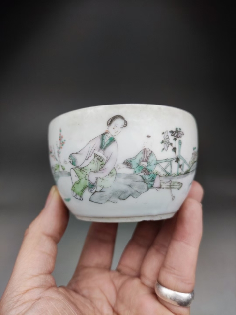 古玩陶瓷三娘教子圖粉彩蓋缸拍賣,當(dāng)前價(jià)格368元