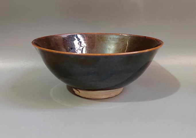 古玩陶瓷超美清代磁州窯烏金釉大碗拍賣，當前價格999元