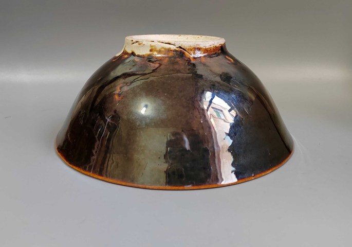 古玩陶瓷超美清代磁州窯烏金釉大碗拍賣，當前價格999元