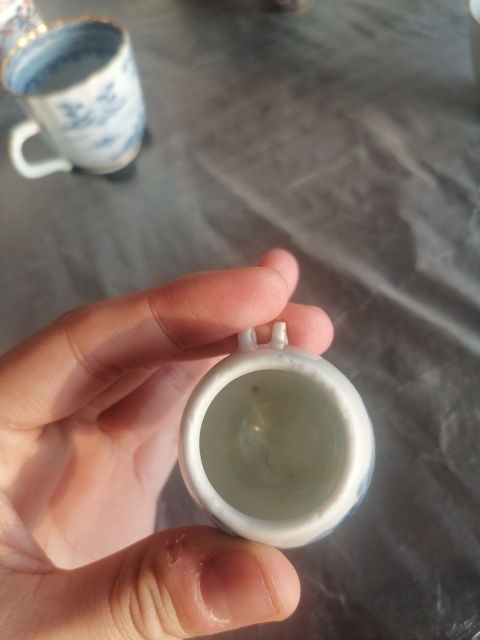 古玩陶瓷晚清時期山水紋青花鳥食罐拍賣,當(dāng)前價格500元
