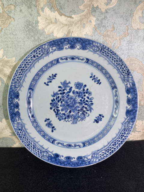 古玩陶瓷清早期雍正花卉紋青花大盤拍賣，當前價格1999元