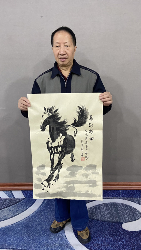 古玩字畫徐悲鴻再傳弟子中國藝術品博物館首席畫馬大師蔣林濤馬到成功拍賣,當前價格699元