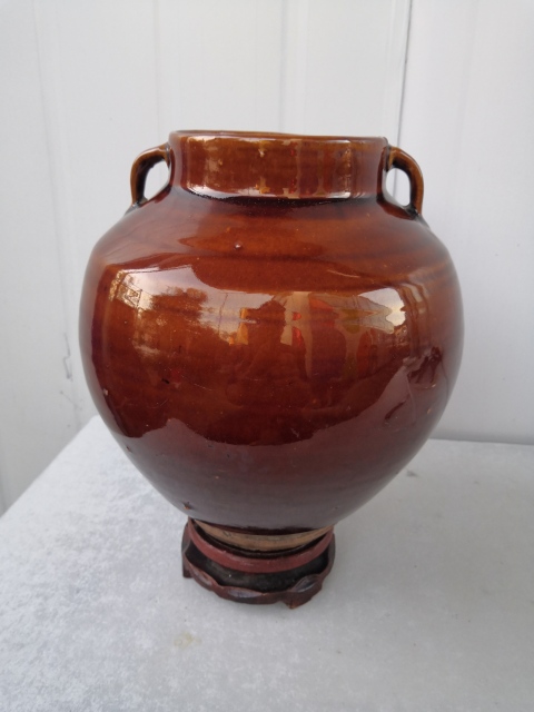 古玩陶瓷柿紅釉雙系罐拍賣，當前價格350元