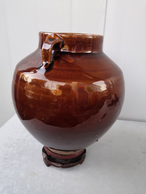 古玩陶瓷柿紅釉雙系罐拍賣，當前價格350元