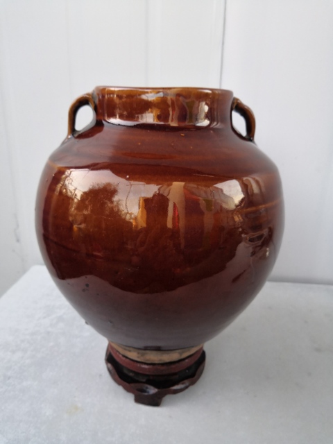 古玩陶瓷柿紅釉雙系罐拍賣，當前價格350元