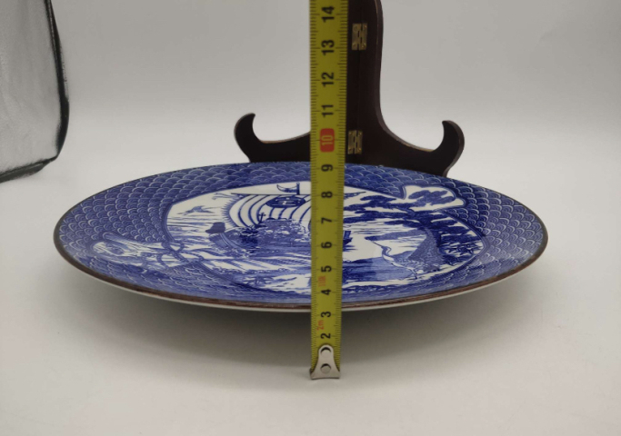 古玩陶瓷航海圖青花盤拍賣,當前價格350元