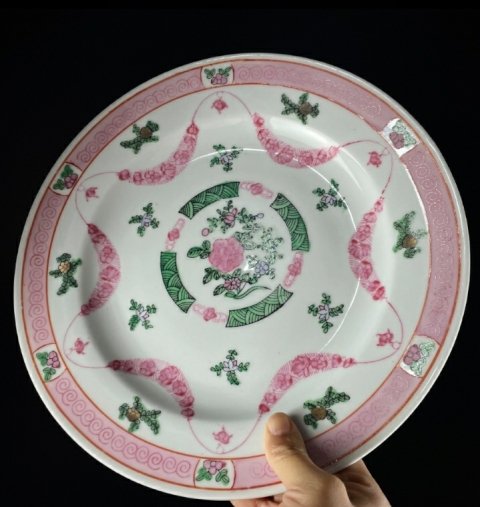 古玩陶瓷花卉紋彩繪盤(pán)拍賣(mài)，當(dāng)前價(jià)格1698元