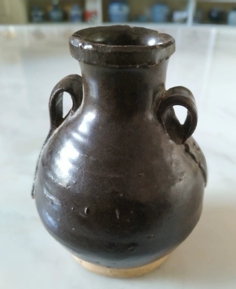 古玩陶瓷磁州窯系茶葉末釉雙系瓶拍賣，當前價格500元