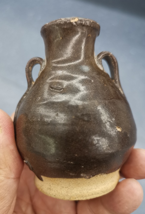 古玩陶瓷磁州窯系茶葉末釉雙系瓶拍賣，當前價格500元