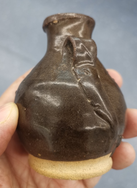 古玩陶瓷磁州窯系茶葉末釉雙系瓶拍賣，當前價格500元