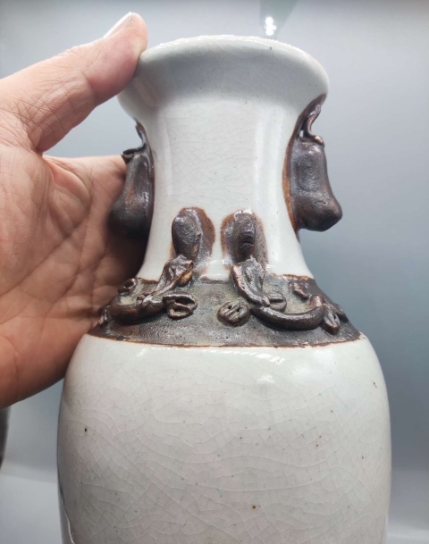 古玩陶瓷哥釉***雙耳瓶拍賣,當前價格888元