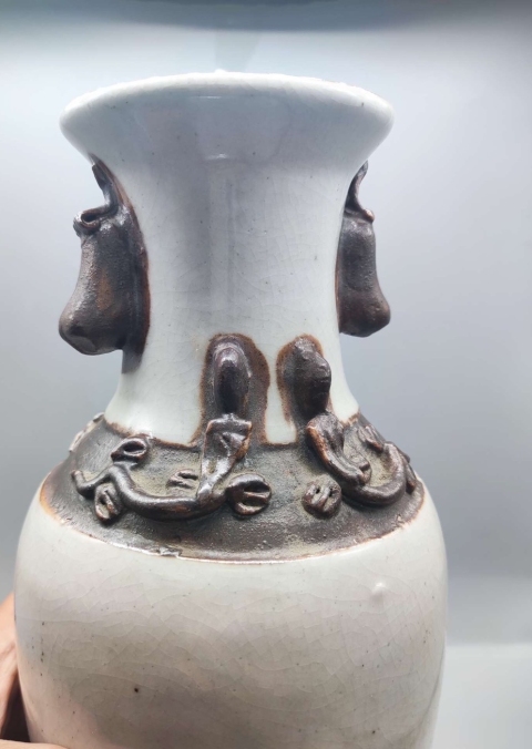 古玩陶瓷哥釉***雙耳瓶拍賣,當前價格888元