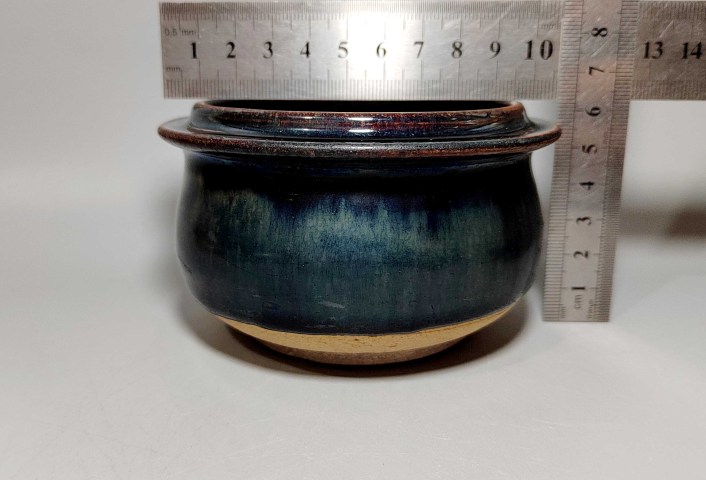 古玩陶瓷明清磁州窯黑釉窯變折沿爐拍賣，當前價格2999元