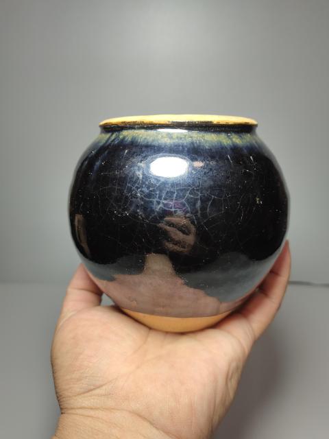 古玩陶瓷耀州窯黑釉兔毫茶入拍賣,當前價格22000元