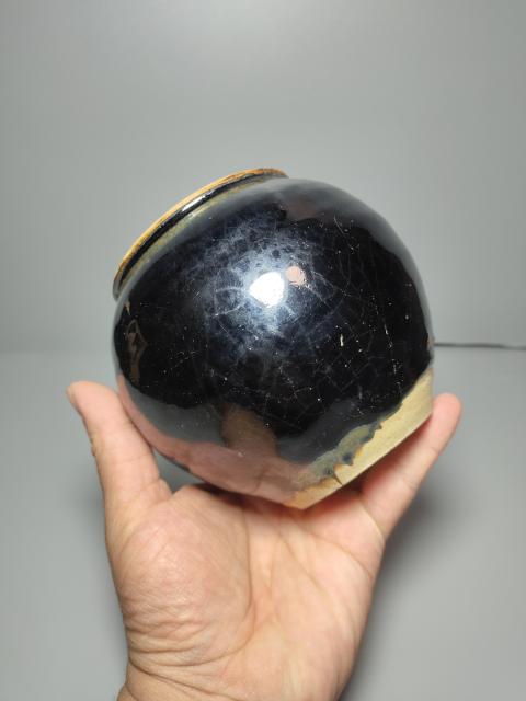 古玩陶瓷耀州窯黑釉兔毫茶入拍賣,當前價格22000元