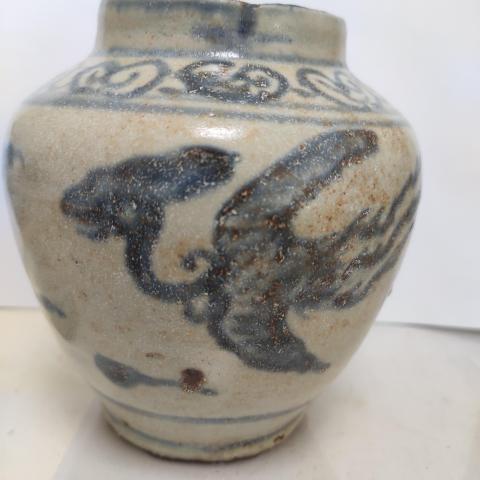 古玩陶瓷明代鳳紋青花罐拍賣，當前價格5800元