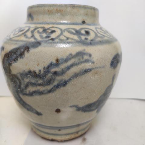 古玩陶瓷明代鳳紋青花罐拍賣，當前價格5800元