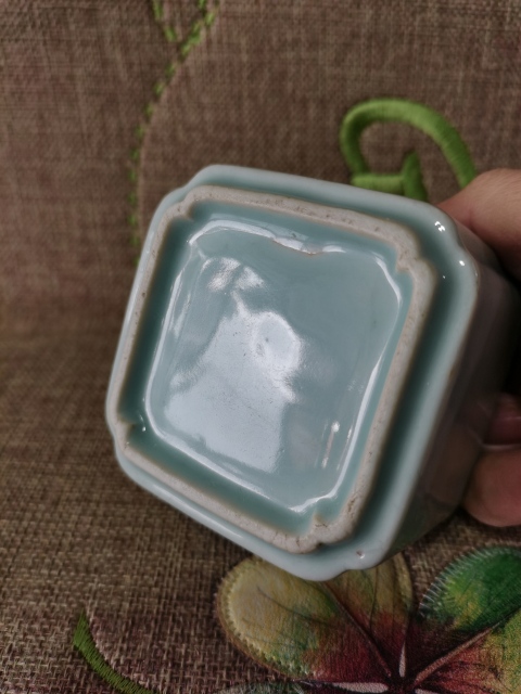 古玩陶瓷【精品文房】晚清民國天青釉文房水呈拍賣，當前價格3999元