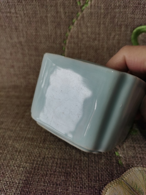 古玩陶瓷【精品文房】晚清民國天青釉文房水呈拍賣，當前價格3999元