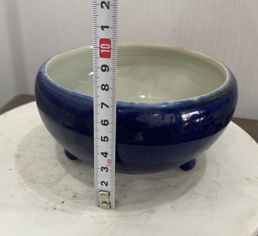 古玩陶瓷清中期霽藍釉三乳足缽式香爐拍賣，當(dāng)前價格3888元