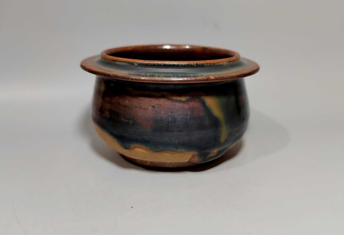古玩陶瓷精美明清黑釉窯變折沿爐拍賣，當前價格1元