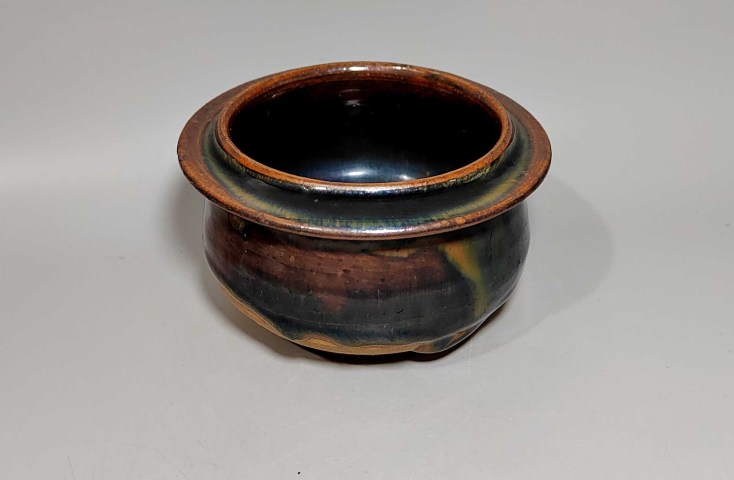 古玩陶瓷精美明清黑釉窯變折沿爐拍賣，當前價格1元