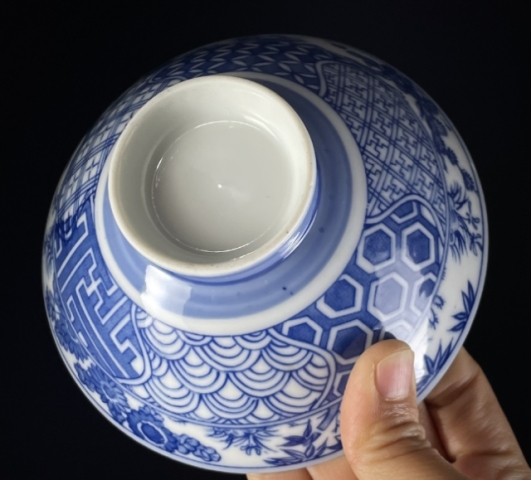 古玩陶瓷民國青花四季花卉紋碗拍賣，當前價格120元
