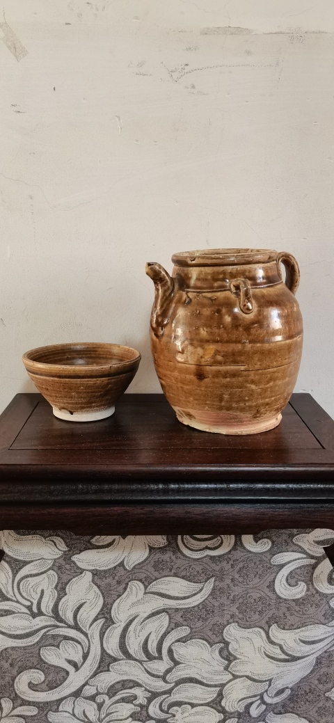 古玩陶瓷褐釉雙系執壺拍賣,當前價格4500元