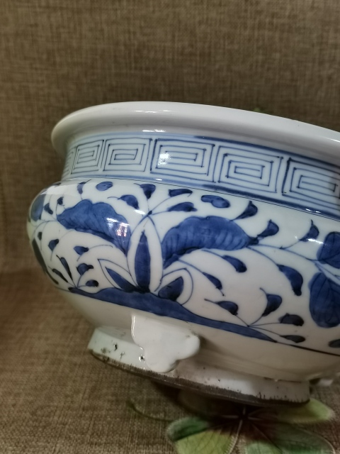 古玩陶瓷【精美大香爐】晚清民國青花香爐拍賣,當前價格1350元
