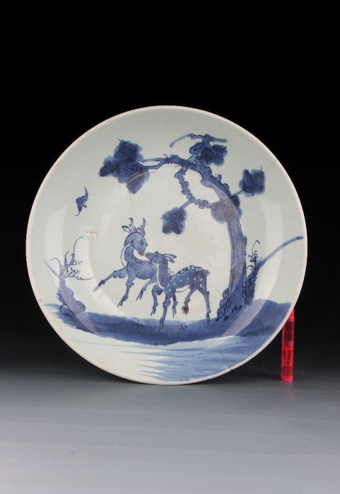 古玩陶瓷【5294】清雍正  青花福祿壽深腹盤拍賣，當前價格6500元