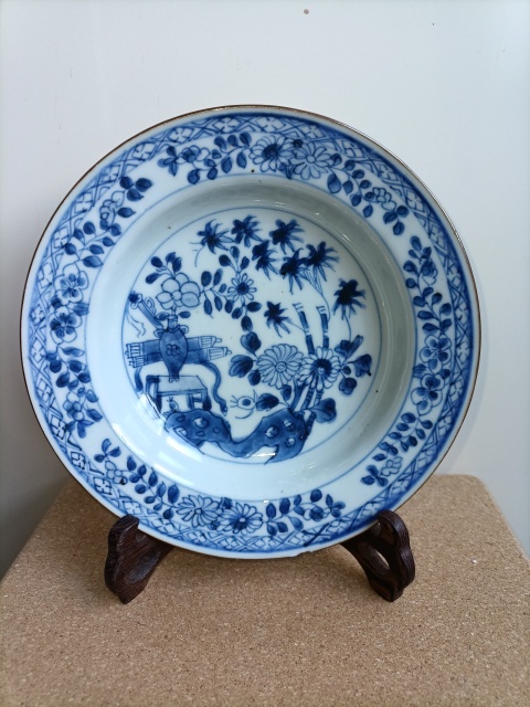 古玩陶瓷康熙青花折沿盤拍賣，當前價格2300元