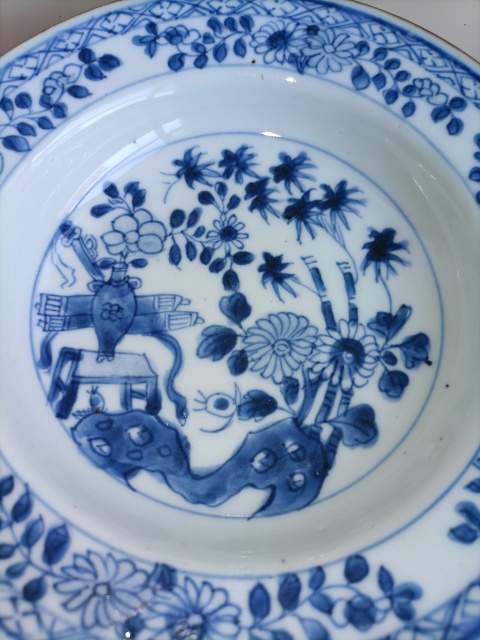 古玩陶瓷康熙青花折沿盤拍賣，當前價格2300元