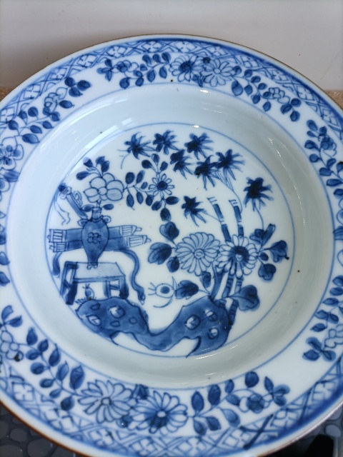 古玩陶瓷康熙青花折沿盤拍賣，當前價格2300元