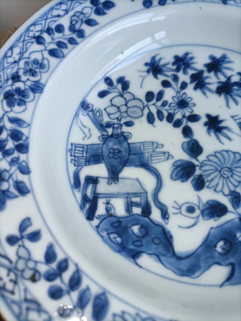 古玩陶瓷康熙青花折沿盤拍賣，當前價格2300元