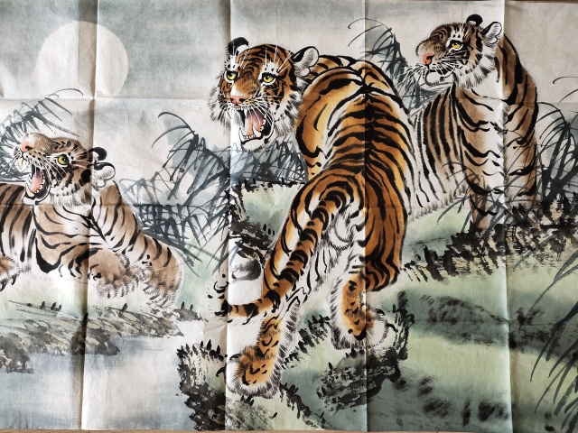 古玩字畫中國書法家協(xié)會(huì)會(huì)員－李成連《五福臨門》拍賣，當(dāng)前價(jià)格1369元