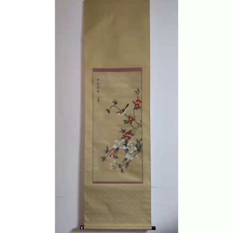 古玩字畫絹本手工原裱幽鳥芳馨業立軸拍賣,當前價格298元