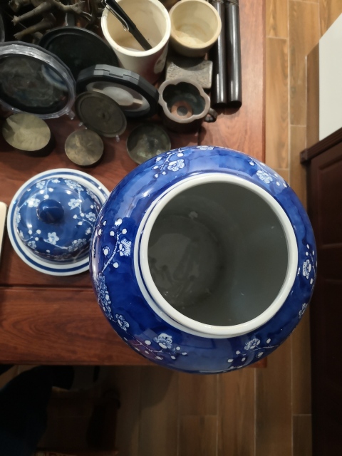 古玩陶瓷青花留白梅紋將軍罐拍賣，當前價格7600元
