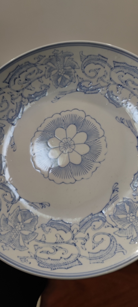 古玩陶瓷花卉紋青花盤拍賣,當前價格199元