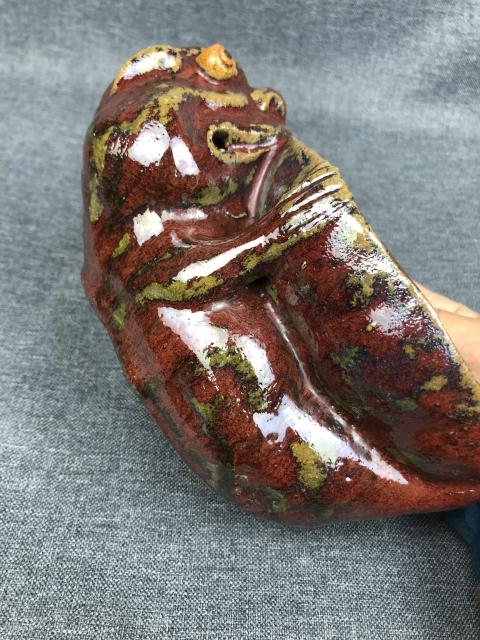 古玩陶瓷民國 窯變紅釉瑞獸水呈拍賣，當前價格950元