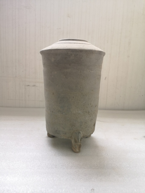古玩陶瓷灰陶彩繪弦紋陶倉拍賣，當前價格980元