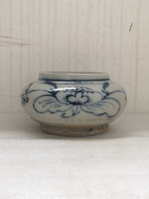 古玩陶瓷磁州窯青花花卉紋水盂拍賣,當前價格450元